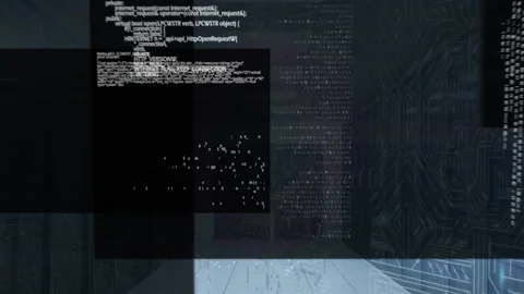 Animation of screens with data processing over microprocessor connections Vídeo Stock 203850228