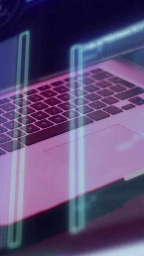 Animation of screens with data processing over laptop Stock Footage 343824845