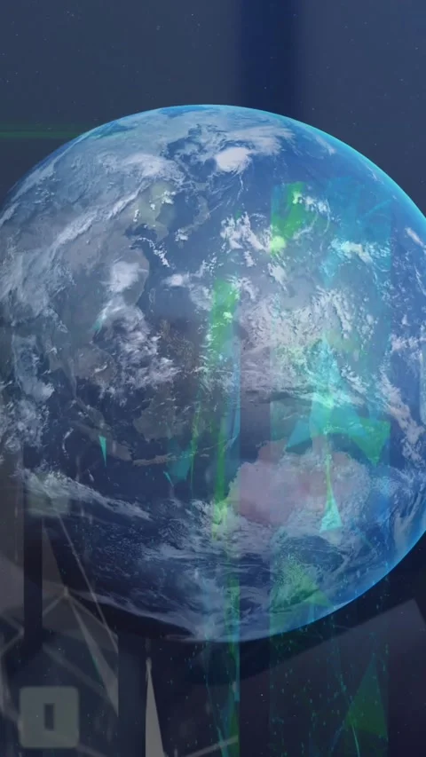 Animation of screens with plexus networks over globe against mid section of Stock Footage 341921172