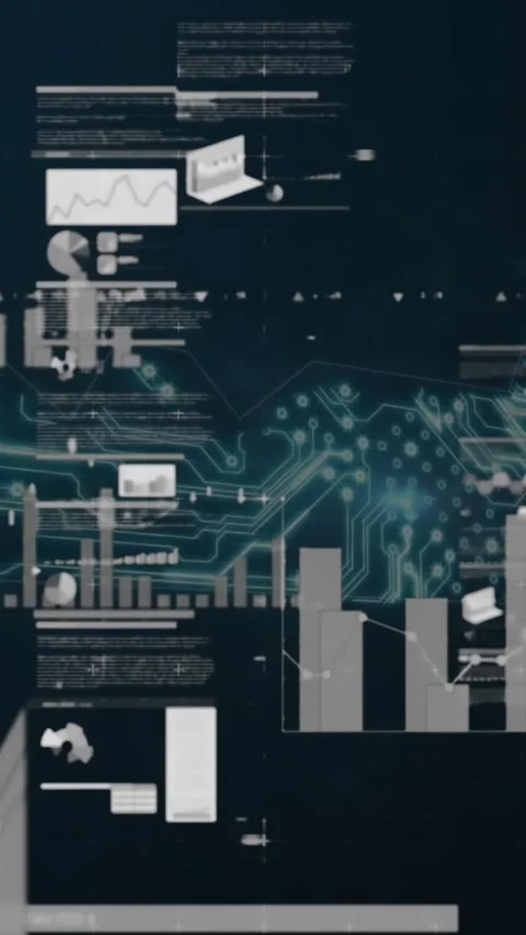 Animation of screens with statistical data processing and security key of Video stock 342033967