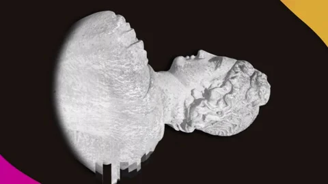 Animation of sculpture with interference and moving shapes on black background Stock Footage 312351752