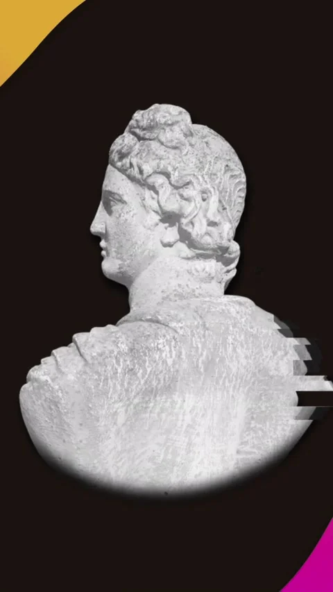 Animation of sculpture with interference and moving shapes on black background Stock Footage 323783976