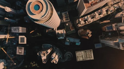 Animation of scyscrapers growing up Modern city growing up Stock Footage