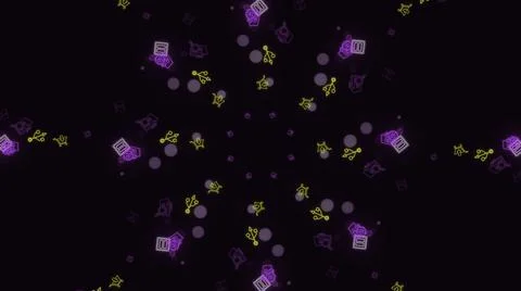 Animation of seamless loop. Animation. Abstract animation of multicolored neon Stock Illustration