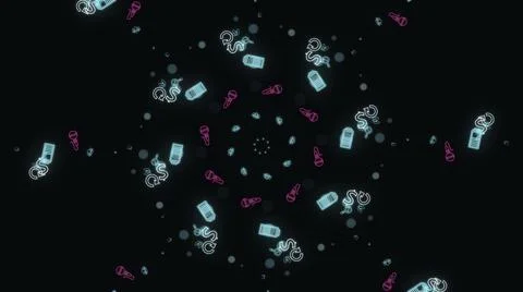 Animation of seamless loop. Animation. Abstract animation of multicolored neon Stock Illustration