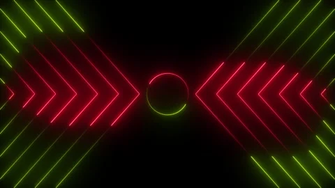 Animation of seamless neon lines moving with circle. Neon red and green glo.. Stock Footage 333522362