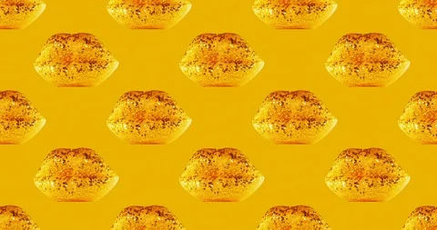 Animation seamless pattern. Gold lips background Stock Footage 121236435