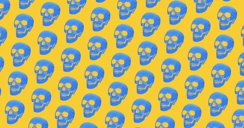 Animation seamless pattern. Skull minimal background Stock Footage 122139605