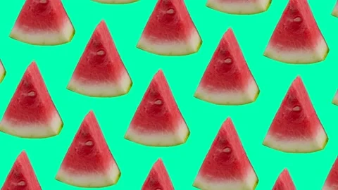 Animation seamless repeat pattern watermelon in turquoise Stock Footage 220607408