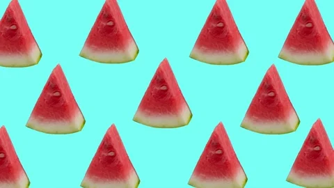 Animation seamless repeat pattern watermelon in turquoise or green Stock Footage 220703439