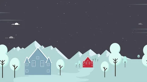 Animation of secenery snow on the hill Stock Footage 97963227
