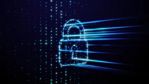 Animation of a secure digital padlock for corporate IT security and reliable Stock Illustration
