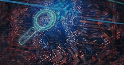 Animation of security awareness text over reading glass and data processing Stock Footage 204759721