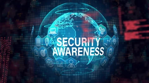 Animation of security awareness text over globe with icons and connections on Stock Footage 307815788