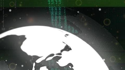 Animation of security chain icon over spinning globe and data processing against Stock Footage 313186342