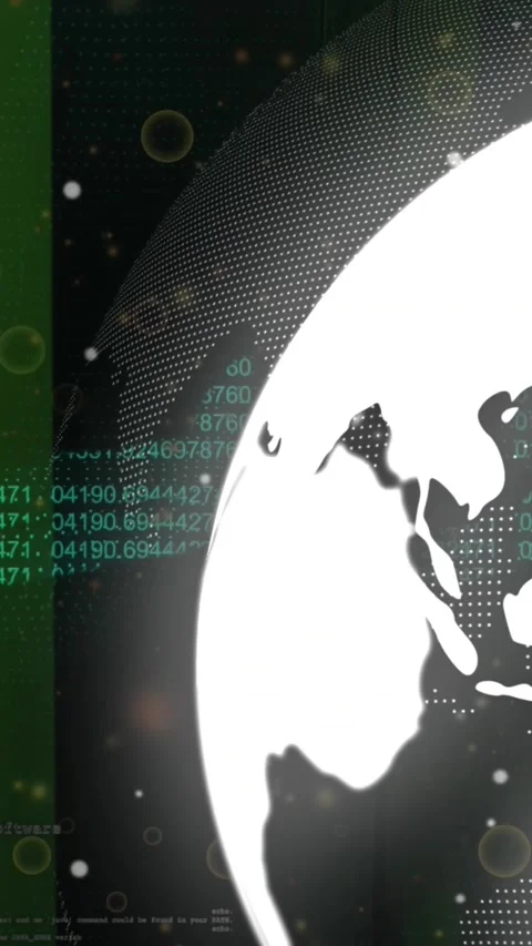 Animation of security chain icon over spinning globe and data processing against Video stock 320854720