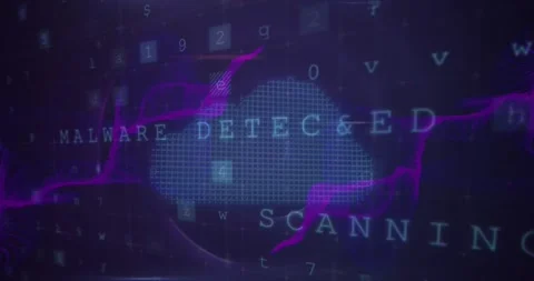 Animation of security cyber attack warning, digital cloud and data processing Stock Footage 329292524