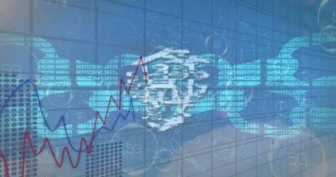 Animation of security padlock and chain icon against statistical data processing Stock Footage 327393890