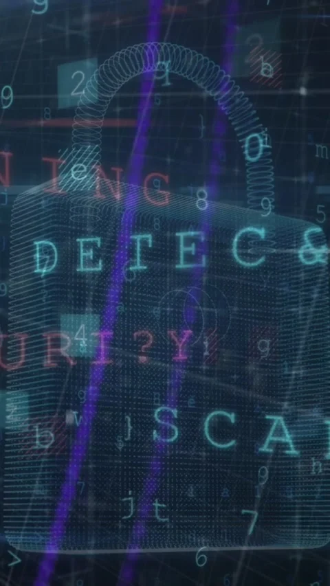 Animation of security padlock and data processing over navy background Stock Footage 320160216
