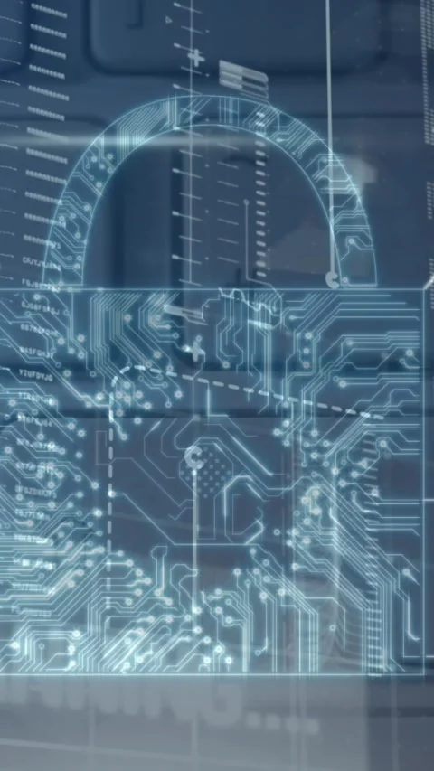 Animation of security padlock and data processing over navy background Stock Footage 323341627