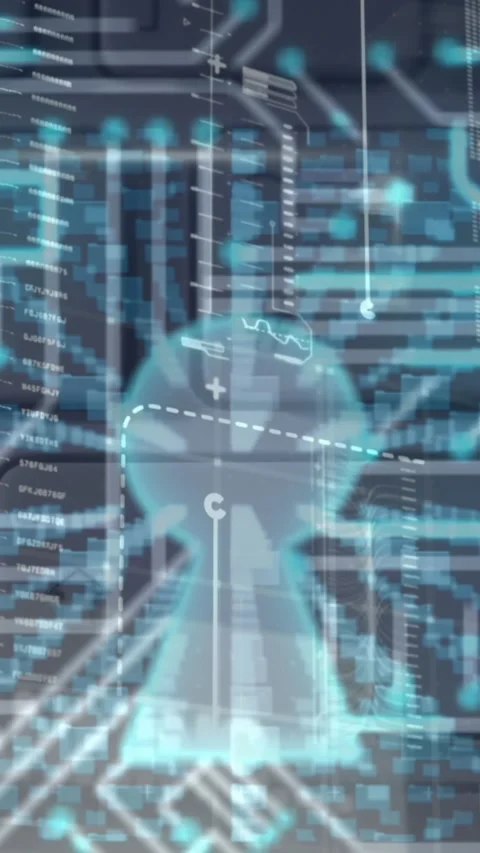 Animation of security padlock and data processing over navy background Stock Footage 323341640