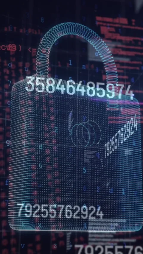 Animation of security padlock and data processing over navy background Stock Footage 323341651