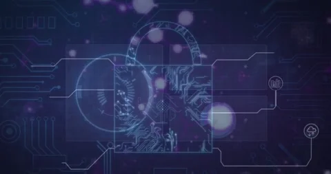 Animation of security padlock and data processing over navy background Stock Footage 328253879