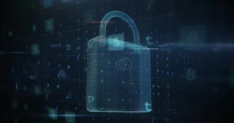 Animation of security padlock and data processing over navy background Stock Footage 328465687