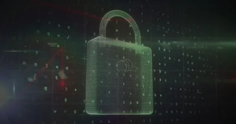 Animation of security padlock and data processing over navy background Stock Footage 329970966