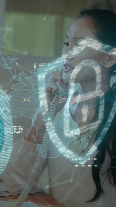 Animation of security padlock and network of connections over businesswoman Stock Footage 343902356