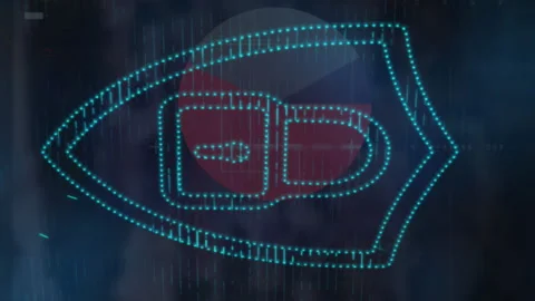 Animation of security padlock icon and statistical data processing against blue Vídeos de archivo 312619488
