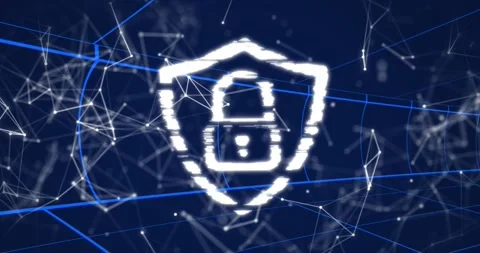 Animation of security padlock icon and tunnel in seamless pattern against Stock Footage 330732616