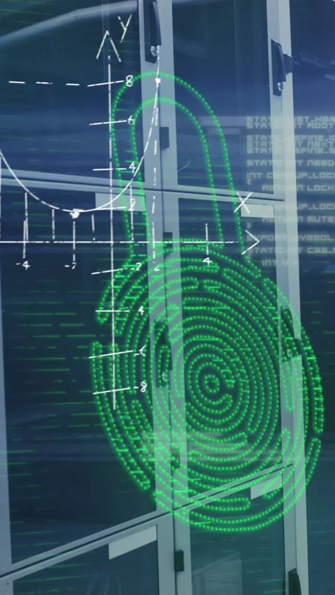 Animation of security padlock icon and mathematical equations against computer Stock Footage 342612595
