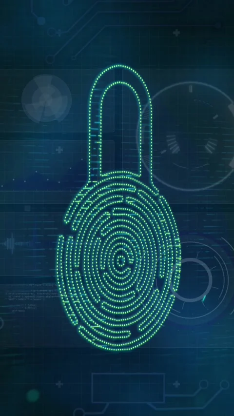 Animation of security padlock icon and light spot against interface with data Stock Footage 344595927