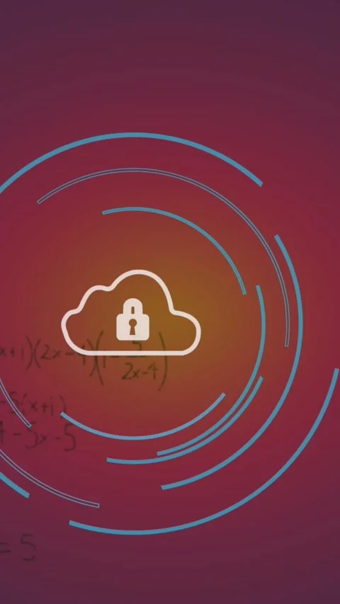 Animation of security padlock icon and mathematical equations against purple Stock Footage 344706315