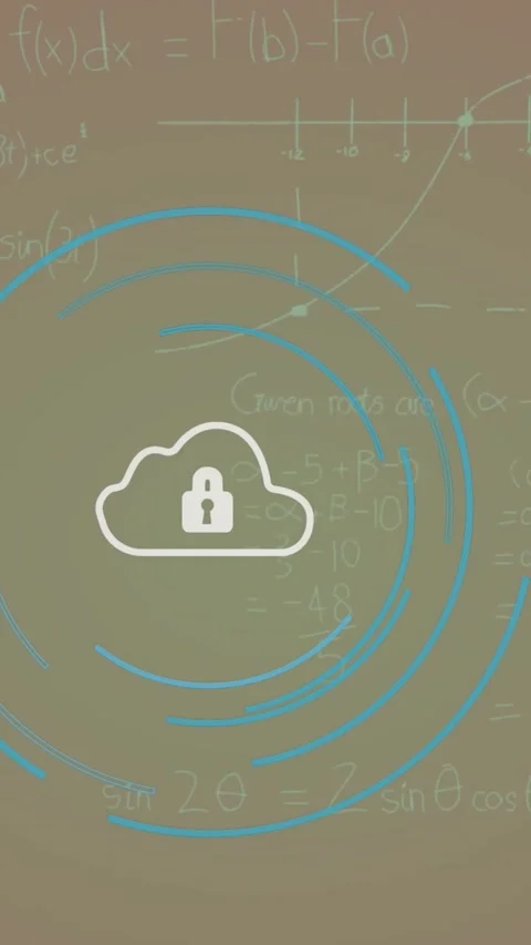 Animation of security padlock icon and mathematical equations against purple Stock Footage 344745736