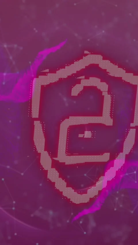 Animation of security padlock icon, digital wave and network of connections on Stock Footage 343996587