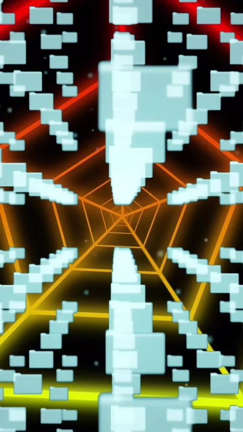 Animation of security padlock icon over hexagonal tunnel in seamless pattern on Stock Footage 321788338