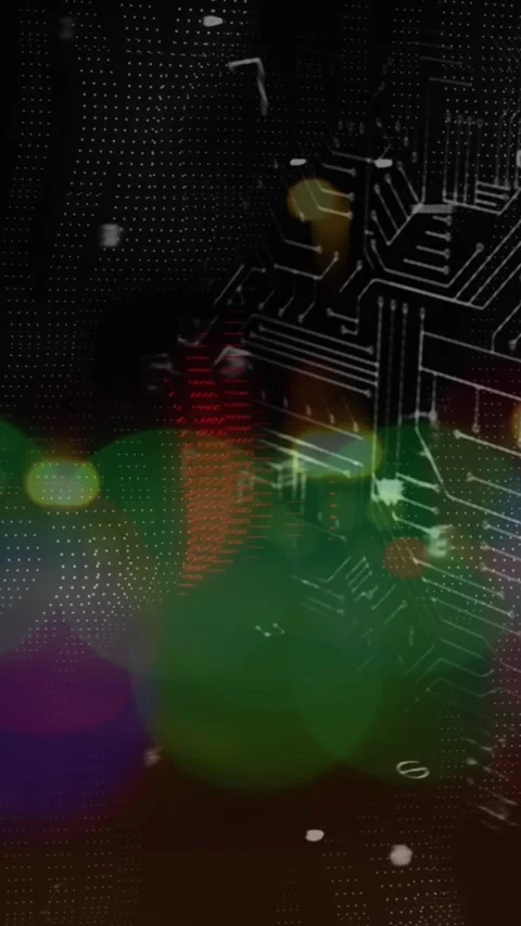 Animation of security padlock icon over microprocessor connections against night Stock Footage 322955515