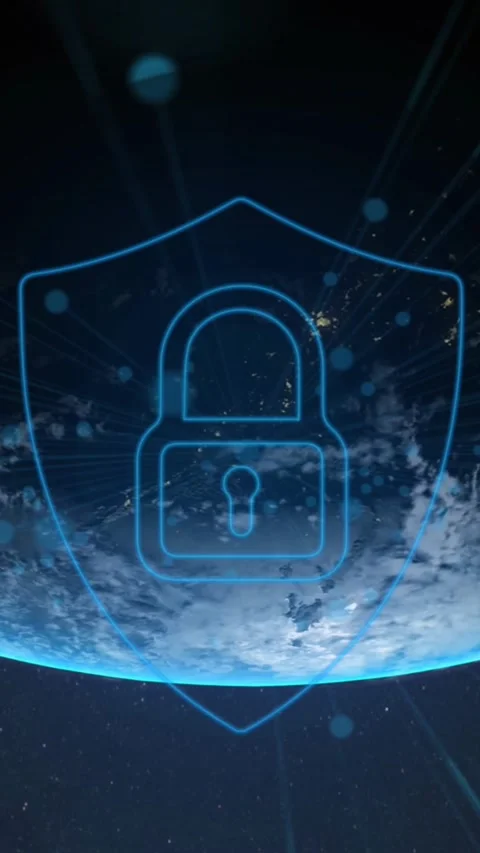 Animation of security padlock icon over globe against blue background Stock Footage 344723588