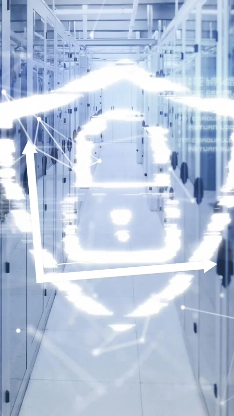 Animation of security padlock, network of connections and data processing over Stock Footage 343902095