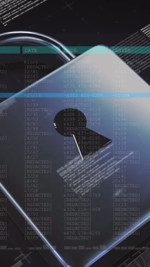 Animation of security padlock over data processing on dark background Stock Footage 342009284