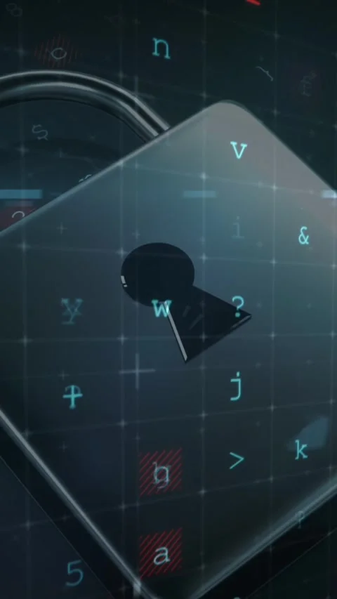 Animation of security padlock over data processing on dark background Stock Footage 342033669