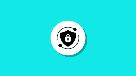 Animation of security shield icon with padlock appearing on bright cyan bac.. Stock Footage 327762715