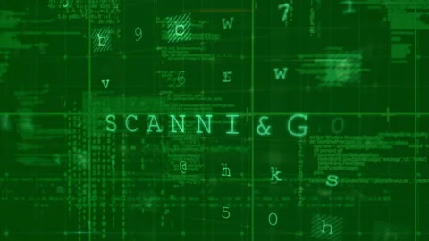 Animation of security warning with data processing and network of screens on Stock-Footage 130851465