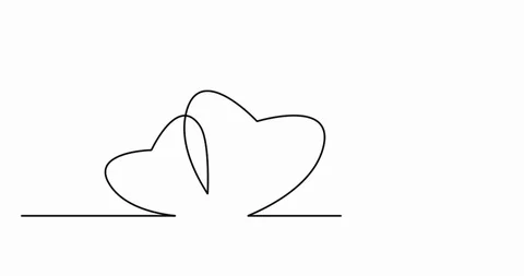 Animation of self drawing continuous line of two interselect hearts togher Video stock 107901194