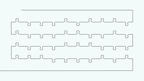 Animation of self-drawing one line, push and stack puzzle pieces to build a Stock Footage 233703442