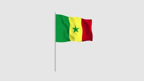 Animation of the Senegal flag fluttering on a flagpole against a transparen.. Stockbeeldmateriaal 345390320