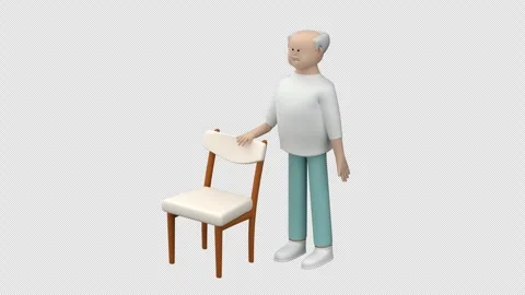 Animation of a senior man character doing a standing side leg rise 스톡 동영상 321341976