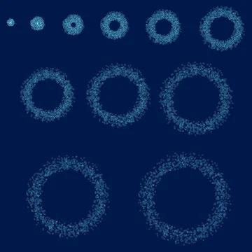Animation set of abstract particle groups in sequential order. Stock Illustration